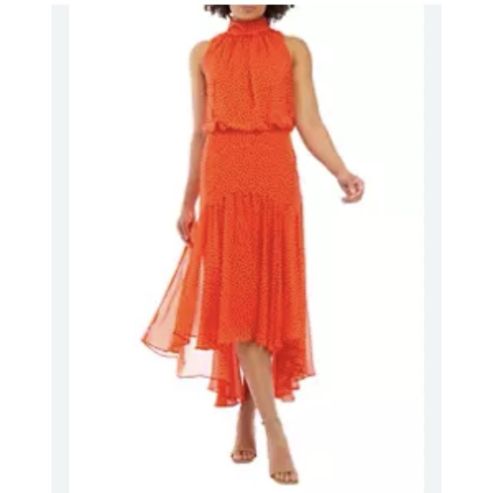 Taylor Women's Sleeveless Halter Neck Smocked Fit and Flare‎ Midi Dress Size 4 - Picture 2 of 15